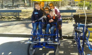 We visited Valentino Park, a very large park with beautiful gardens, a medieval castle and a big  playground. We all rode on a 'rischio' translated as rickshaw.
