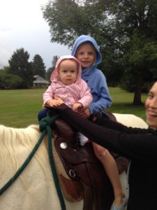 Jessah got to sit on a horse for the first time - she wasn't too impressed!