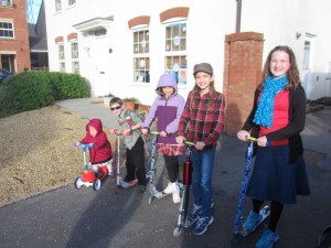Some lovely friends from our sending church in Oregon sent the kids money which we used to buy them scooters.  They were so excited!
