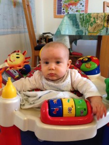And getting used to the exersaucer . . . what a big girl!